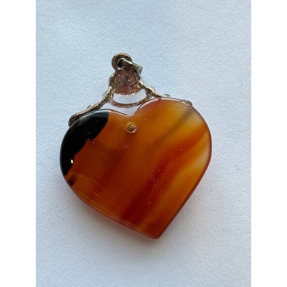 Carnelian Stone Pendant Silver Tone - Picture 2 of 2